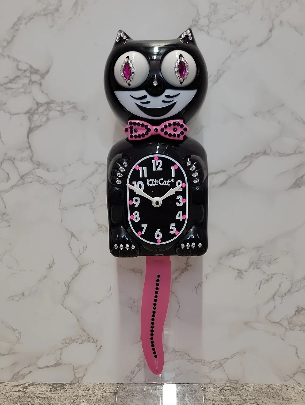 Jeweled Kit-Cat Klock clock SUPER RARE with pink bow tie & tail